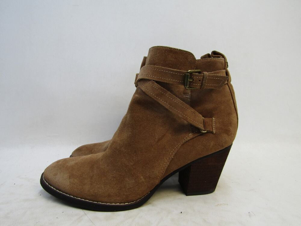 Sam Edelman Womens Sz 9.5 M Brown Suede Zip Buckle Ankle Fashion Boots Bootie